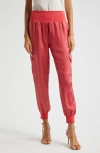 Cinq À Sept Tous Les Jours Giles Satin Jogger Pants In Sour Cherry