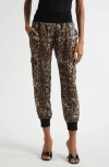 Cinq À Sept Giles Leopard-print Pants In Black/sahara