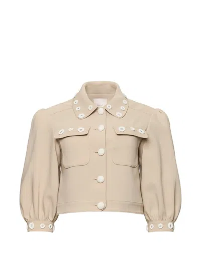 Cinq À Sept Gilliana Crochet Mirror Jacket In Brown