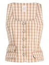Cinq À Sept Gingham Denim Top In Neutrals