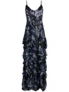 Cinq À Sept Glenda Floral-print Ruffled Gown In Black