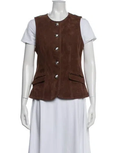 Pre-owned Cinq À Sept Goat Leather Vest In Brown