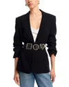 Cinq À Sept Cinq A Sept Gold Belt Scrunched Cheyenne Blazer In Black