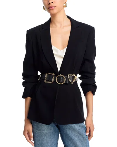 Cinq À Sept Cinq A Sept Gold Belt Scrunched Cheyenne Blazer In Black