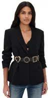 Cinq À Sept Gold Belt Scrunched Cheyenne Blazer In Black In Black