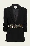 Cinq À Sept Gold Belt Scrunched Cheyenne Blazer In Black In Black