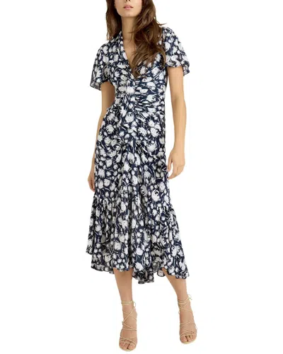 Cinq À Sept Graphic Floral Peeta Dress In Gray