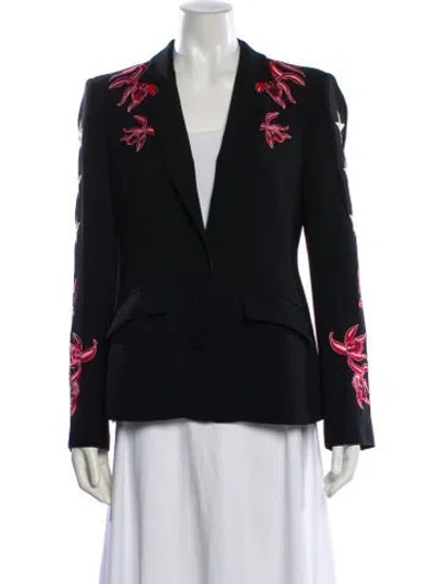 Pre-owned Cinq À Sept Graphic Print Blazer In Black