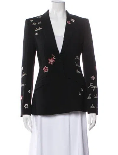 Pre-owned Cinq À Sept Graphic Print Blazer In Black