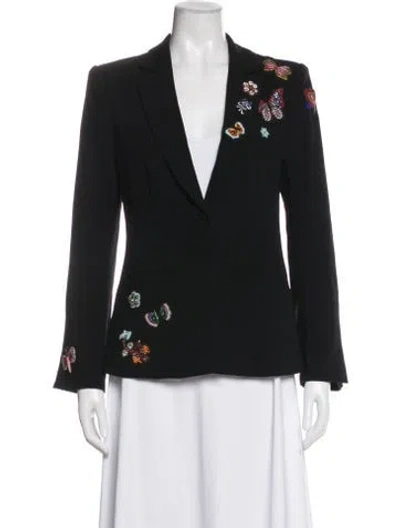 Pre-owned Cinq À Sept Graphic Print Blazer In Black