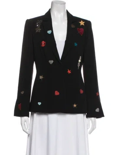 Pre-owned Cinq À Sept Graphic Print Blazer In Black