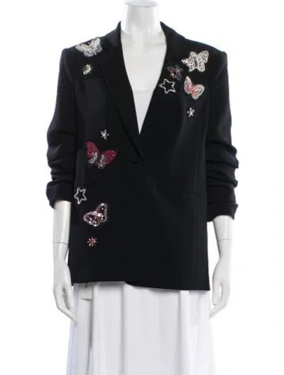 Pre-owned Cinq À Sept Graphic Print Blazer In Black