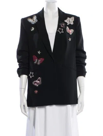 Pre-owned Cinq À Sept Graphic Print Blazer In Black