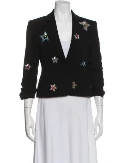 Pre-owned Cinq À Sept Graphic Print Blazer In Black