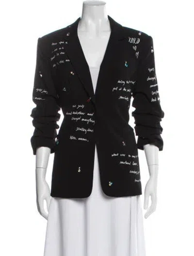Pre-owned Cinq À Sept Graphic Print Blazer In Black
