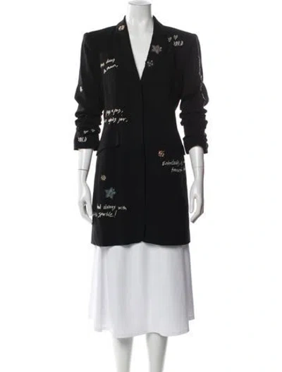 Pre-owned Cinq À Sept Graphic Print Blazer In Black