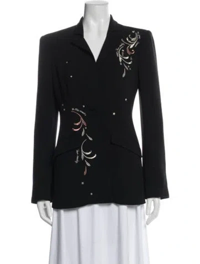 Pre-owned Cinq À Sept Graphic Print Blazer In Black