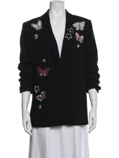 Pre-owned Cinq À Sept Graphic Print Blazer In Black