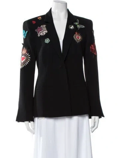 Pre-owned Cinq À Sept Graphic Print Blazer In Black