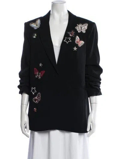 Pre-owned Cinq À Sept Graphic Print Blazer In Black