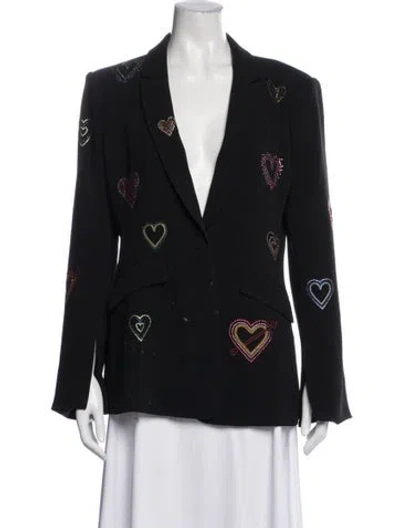 Pre-owned Cinq À Sept Graphic Print Blazer In Black
