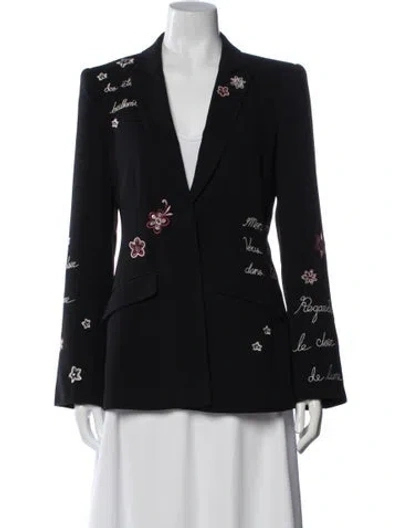 Pre-owned Cinq À Sept Graphic Print Blazer In Black