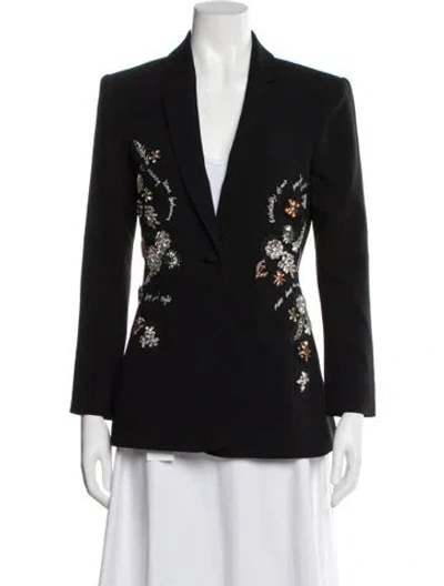 Pre-owned Cinq À Sept Graphic Print Blazer In Black