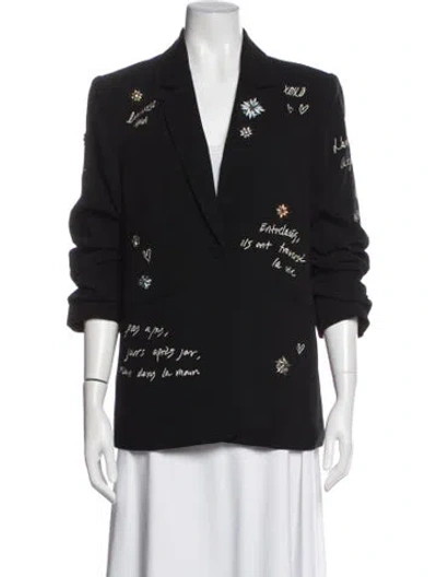 Pre-owned Cinq À Sept Graphic Print Blazer In Black
