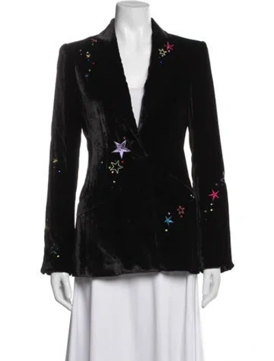 Pre-owned Cinq À Sept Graphic Print Blazer In Black