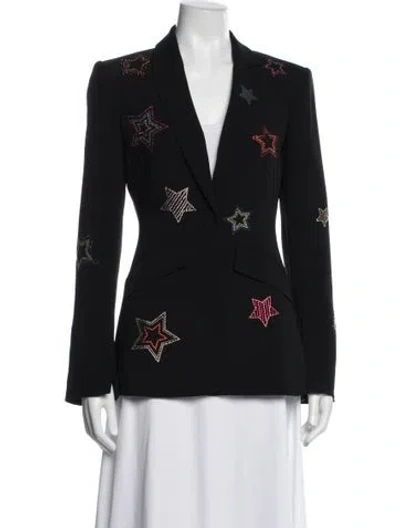 Pre-owned Cinq À Sept Graphic Print Blazer In Black