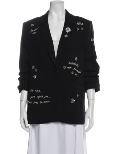 Pre-owned Cinq À Sept Graphic Print Blazer In Black
