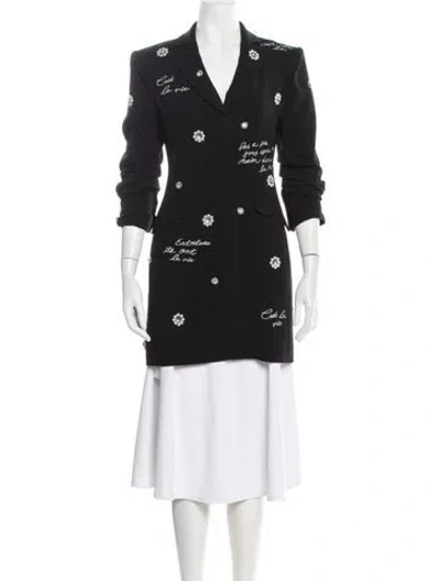 Pre-owned Cinq À Sept Graphic Print Blazer In Black
