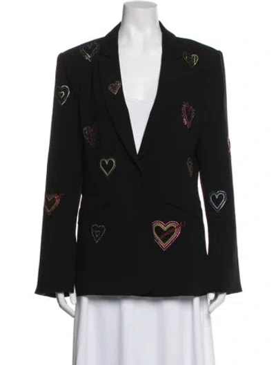 Pre-owned Cinq À Sept Graphic Print Blazer In Black