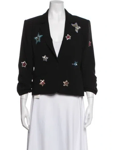 Pre-owned Cinq À Sept Graphic Print Blazer In Black