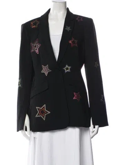 Pre-owned Cinq À Sept Graphic Print Blazer In Black