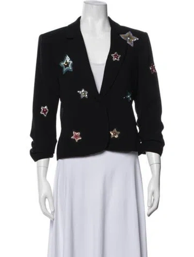 Pre-owned Cinq À Sept Graphic Print Blazer In Black