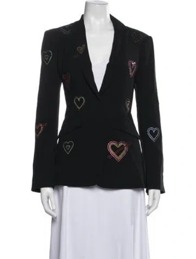 Pre-owned Cinq À Sept Graphic Print Blazer In Black