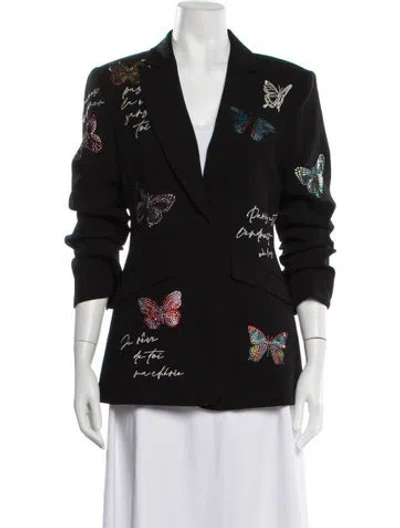 Pre-owned Cinq À Sept Graphic Print Blazer In Black