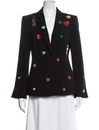 Pre-owned Cinq À Sept Graphic Print Blazer In Black