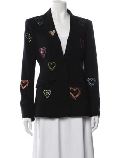 Pre-owned Cinq À Sept Graphic Print Blazer In Black