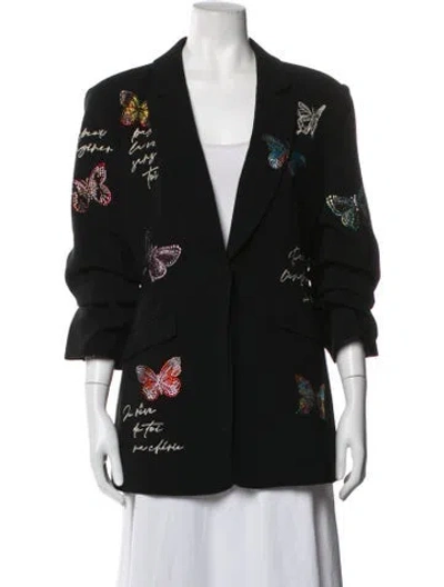 Pre-owned Cinq À Sept Graphic Print Blazer In Black
