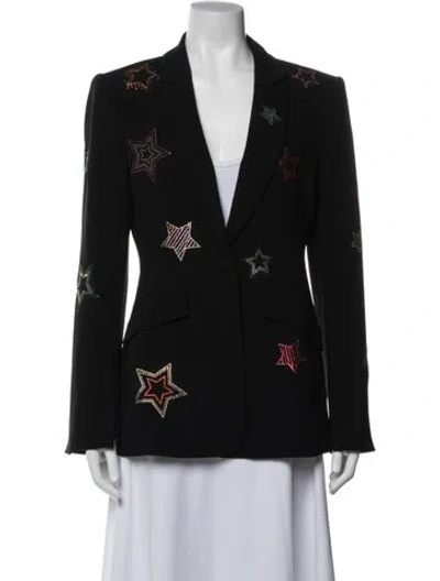 Pre-owned Cinq À Sept Graphic Print Blazer In Black/blue