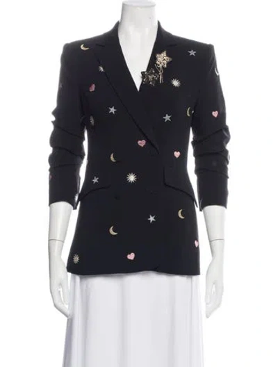 Pre-owned Cinq À Sept Graphic Print Blazer In Blue