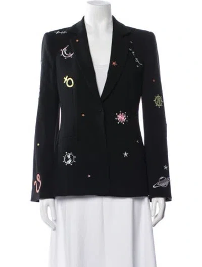 Pre-owned Cinq À Sept Graphic Print Blazer In Blue