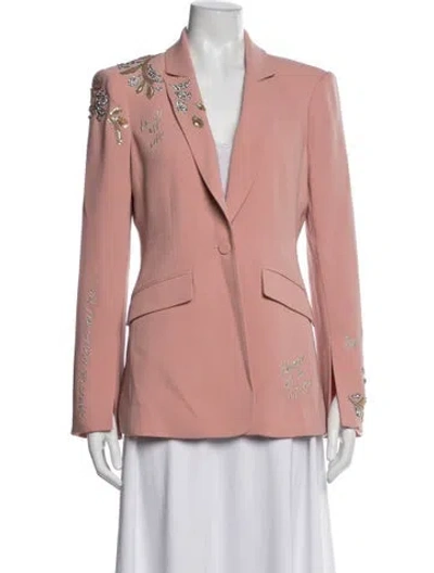 Pre-owned Cinq À Sept Graphic Print Blazer In Pink