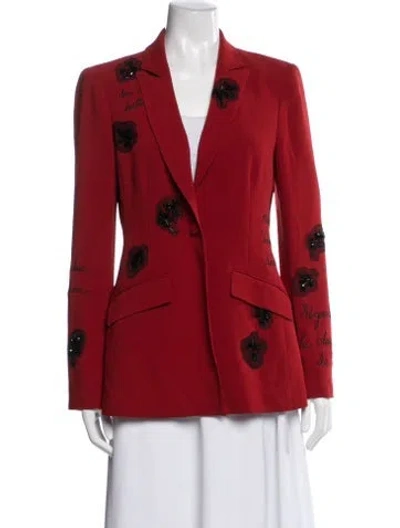 Pre-owned Cinq À Sept Graphic Print Blazer In Red
