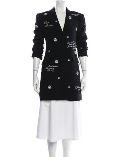 Pre-owned Cinq À Sept Graphic Print Blazer W/ Tags In Black