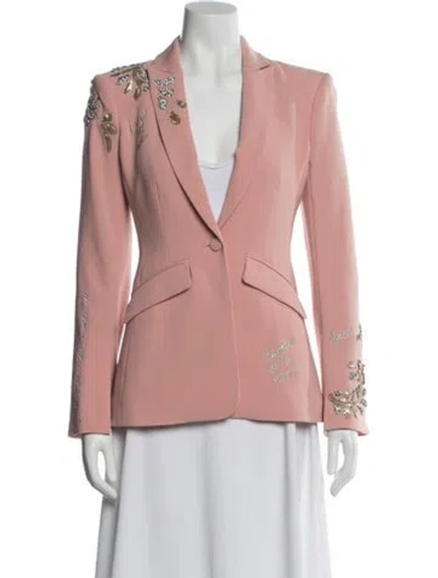 Pre-owned Cinq À Sept Graphic Print Blazer W/ Tags In Orange
