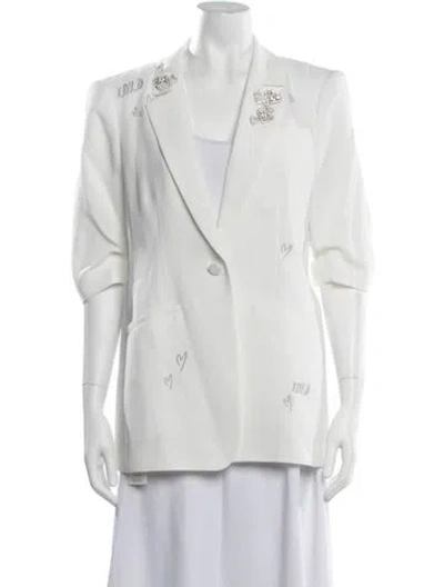 Pre-owned Cinq À Sept Graphic Print Blazer W/ Tags In White