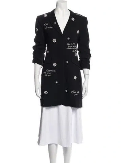 Pre-owned Cinq À Sept Graphic Print Coat In Blue